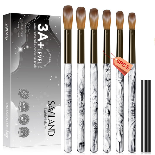 6-Piece Kolinsky Acrylic Nail Brush Set – Sizes 4–16 for Salon Precision