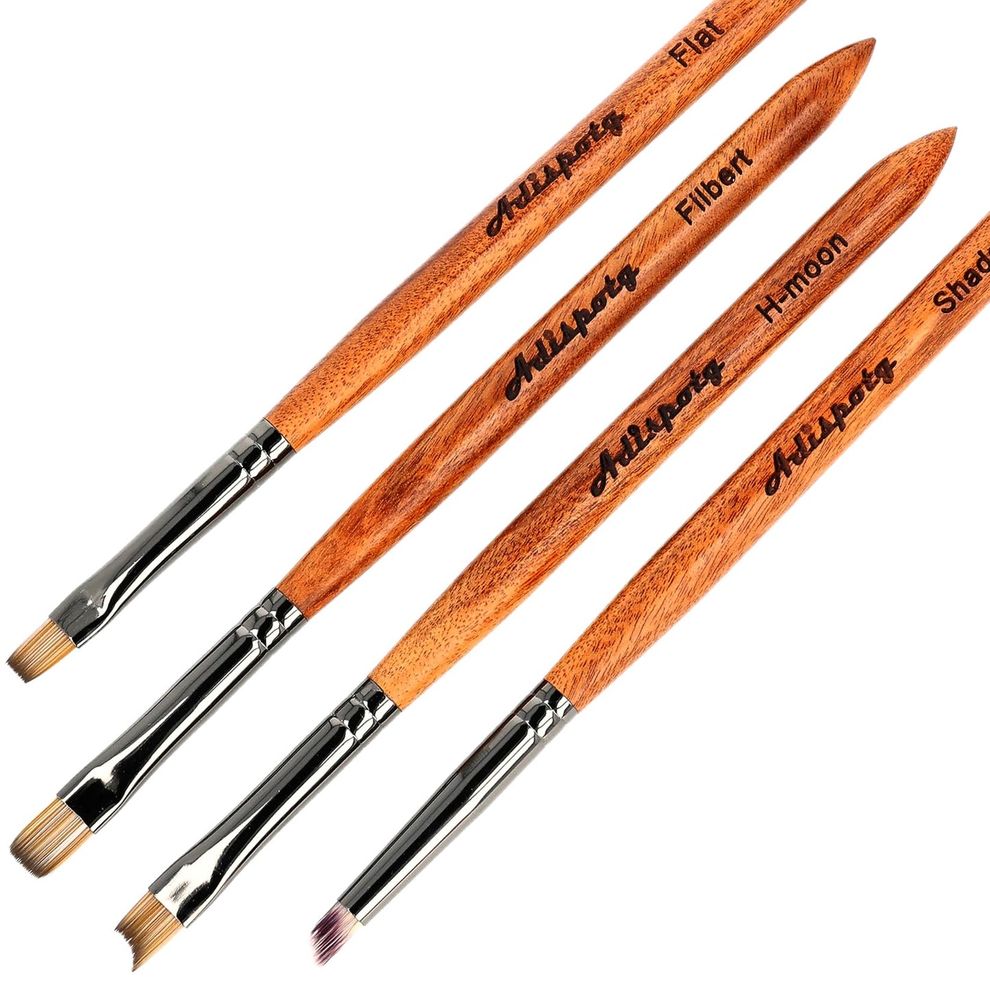 4-Piece Acrylic Nail Brush Set – Kolinsky Hair with Sandalwood Handles