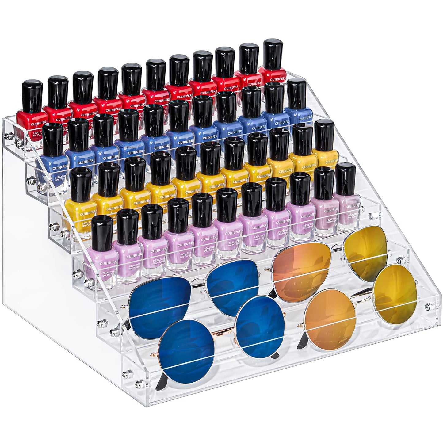 72-Bottle Nail Polish Rack – 6-Layer Clear Acrylic Display Organizer