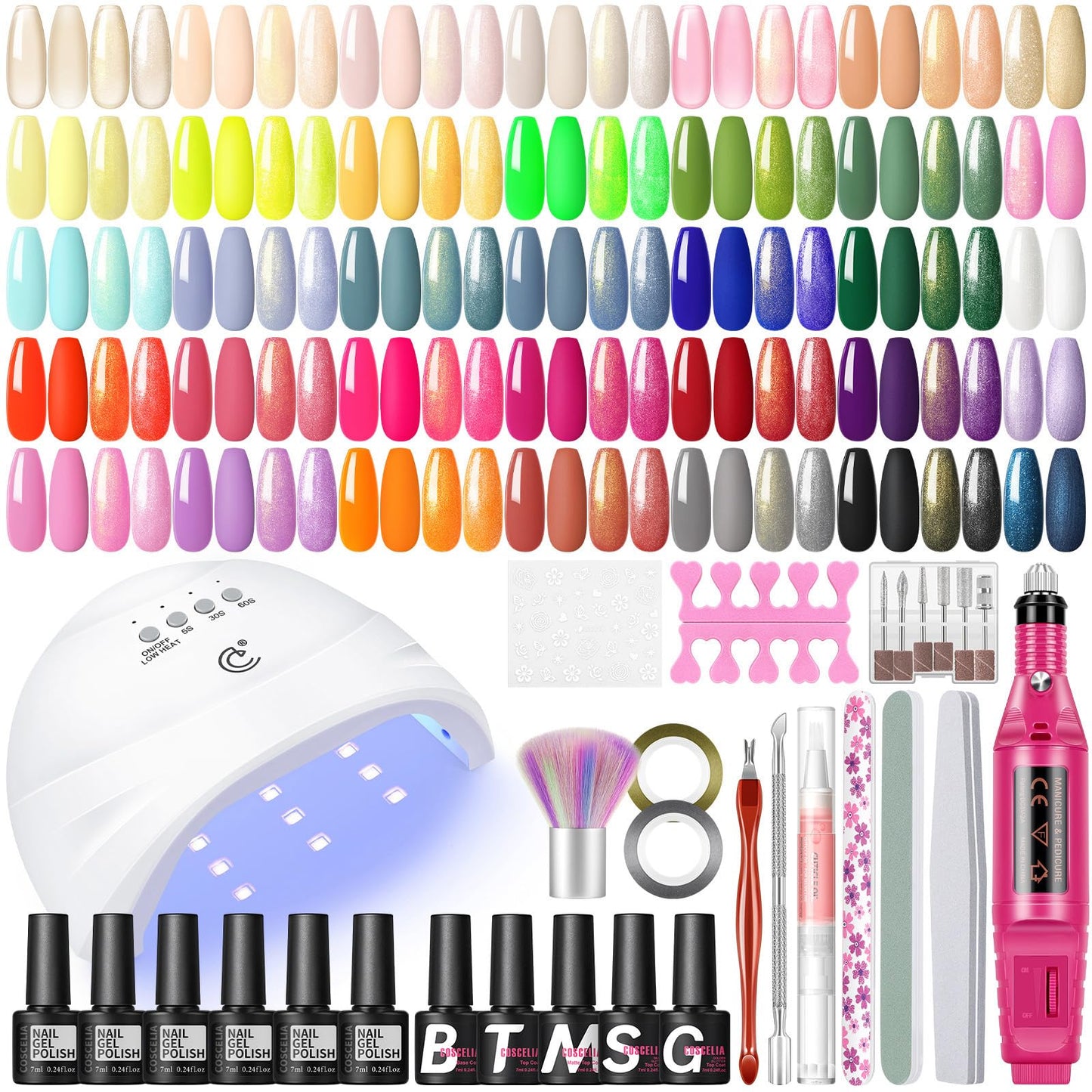 Gel Nail Kit with UV Lamp & Drill – 35 Colors, Complete Starter Set