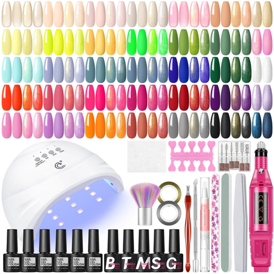Gel Nail Kit with UV Lamp & Drill – 35 Colors, Complete Starter Set
