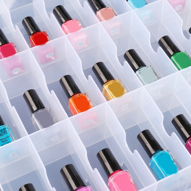 48-Grid Nail Polish Organizer – Clear Storage for Colors & Tools
