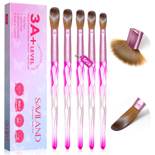 5-Piece Acrylic Nail Brush Set – Sizes 4 to 16 for Sculpting & Carving